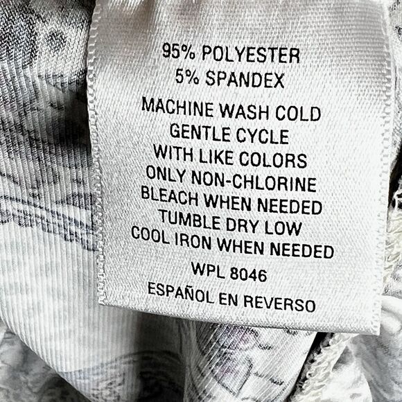 Style & Co Peasant Boho Top Size L Purple White Print Long Bell Sleeves Smocked - Picture 9 of 9